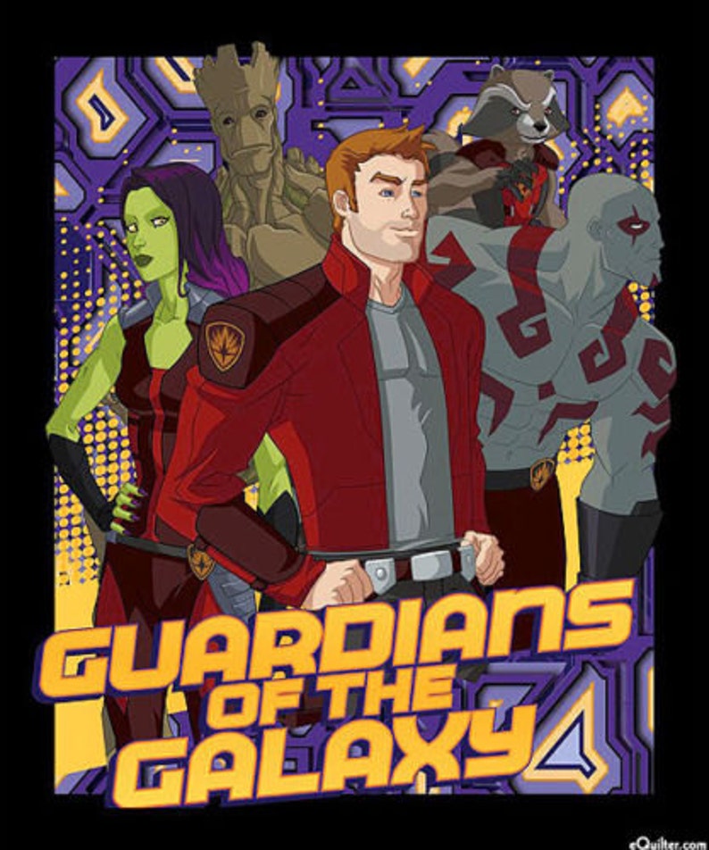 Comic Fabric: Marvel Guardians of the Galaxy Characters Gangs All Here 100/% cotton Fabric by the PANEL 35x44 SC250 Marvel Fabric