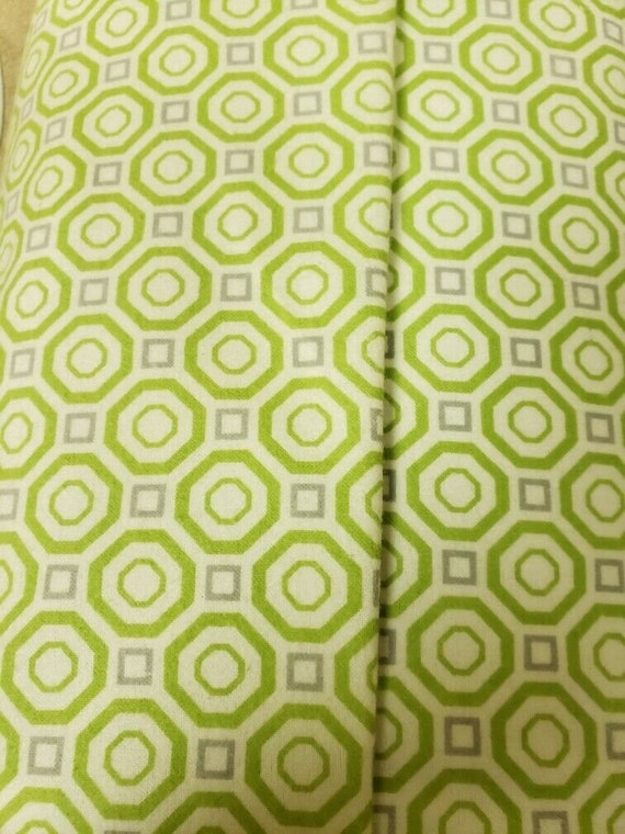Pattern Fabric: Printed Flannel Geometric Green Camelot 100% cotton fabric by the yard (CA1251)