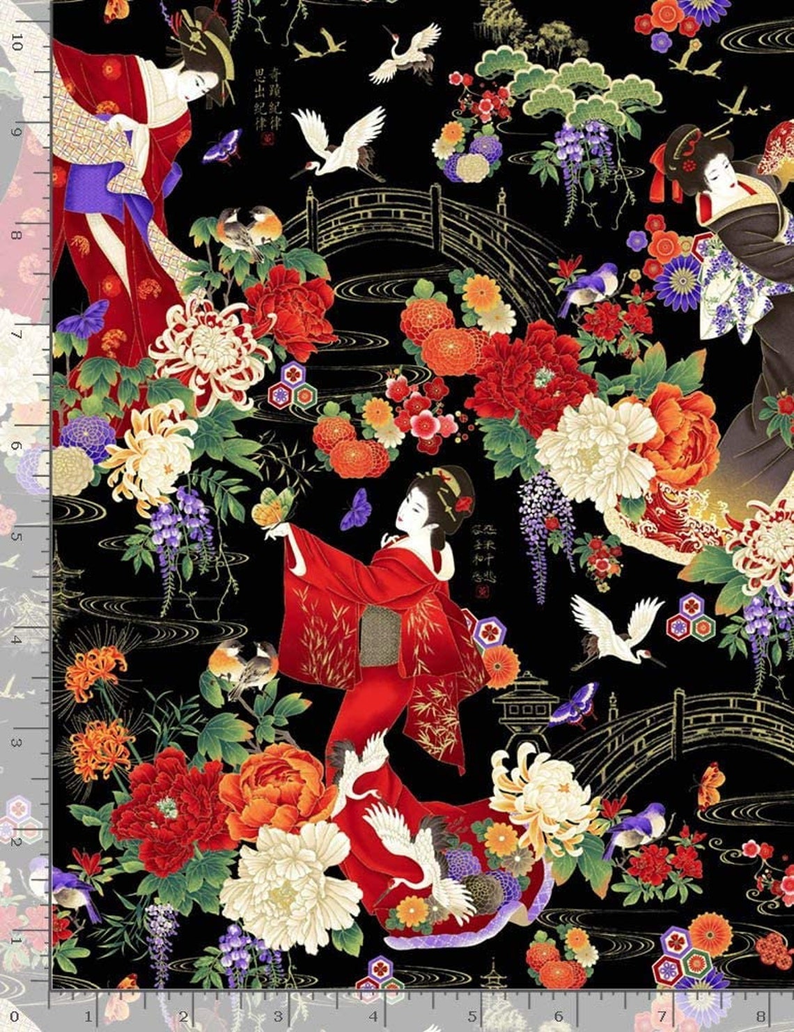 Geishas Fabric Japanese Fabric Timeless Treasures Geishas Etsy