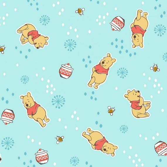 Disney Fabric, Bear Fabric: Disney Winnie Pooh Nursery Everyday Honey Jar 67470 fabric by the yard (SC1234BB)