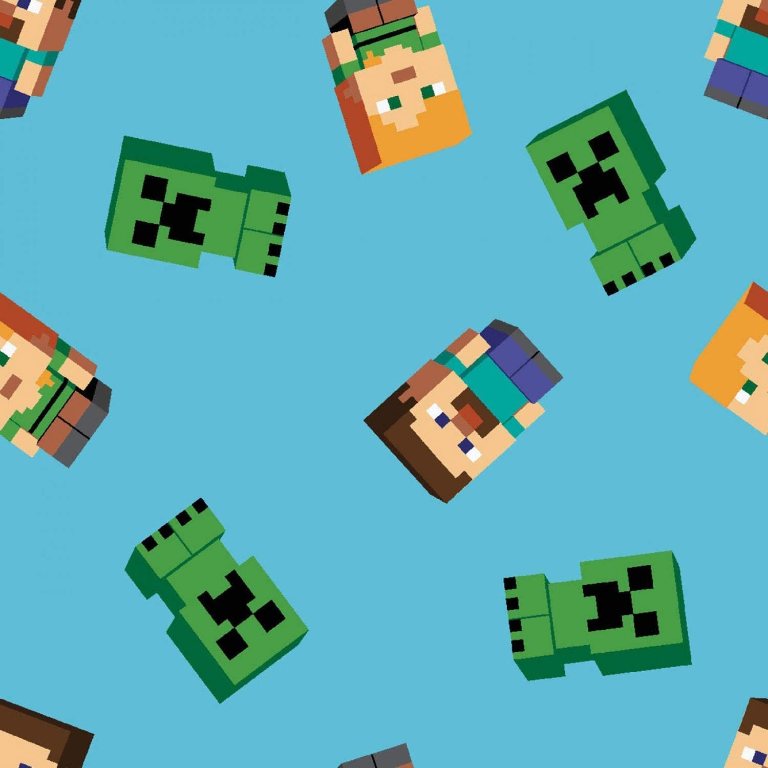 Minecraft Fabric Minecraft Friends Steve Alex Creeper Blue Etsy Australia