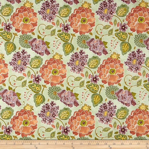 Floral Fabric: Embassy Row Master Floral Green Leaves by Springs Creative 100% cotton fabric by the yard (SC1541KK)