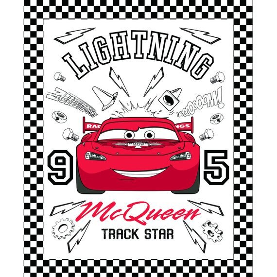 Disney Fabric Panel Pixar Coloring Collection Cars McQueen Color Me  100% cotton Fabric by the panel 35.5"x 43" (CA885)