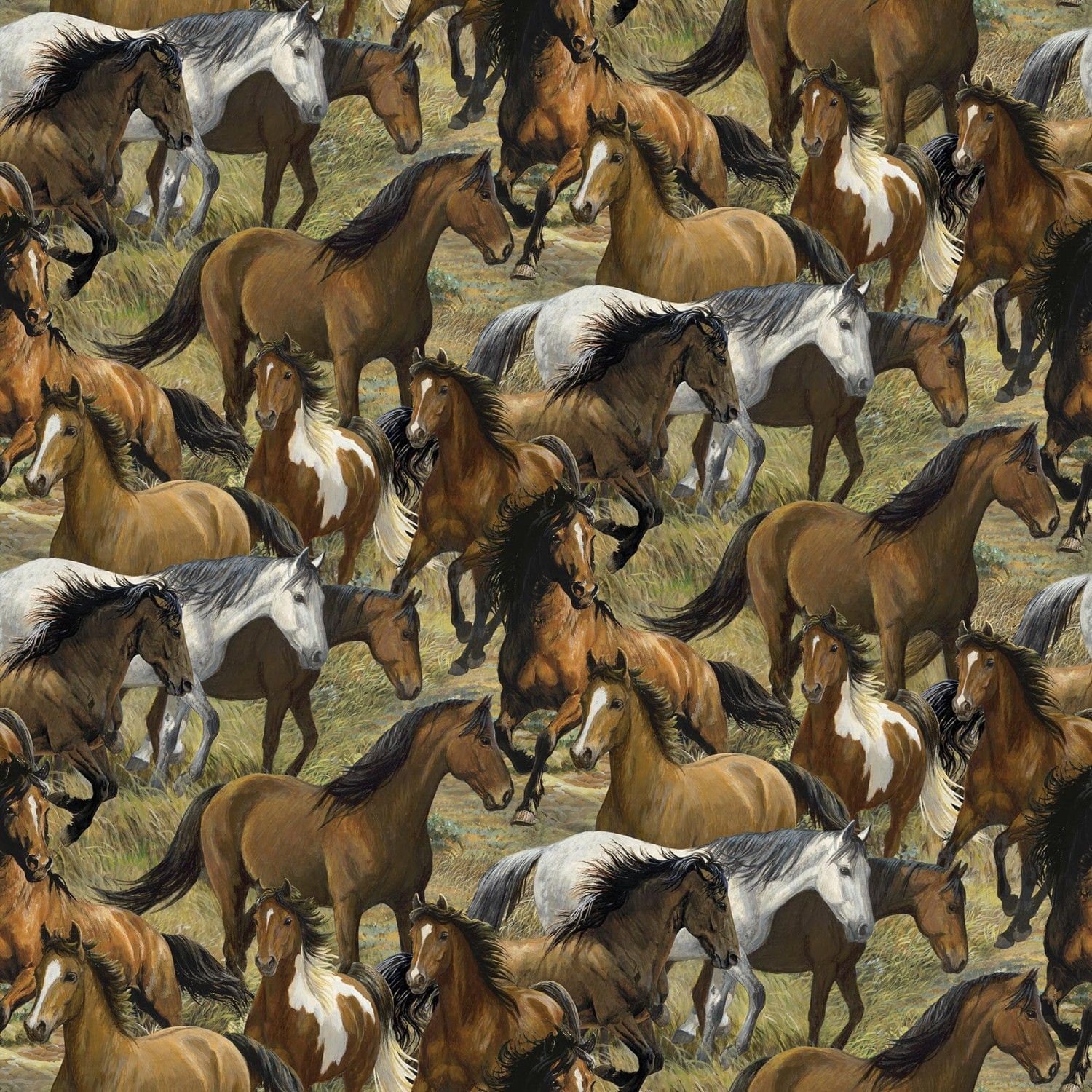 Horse Fabric Wild Wings Rhapsody West Packed Horses by Etsy