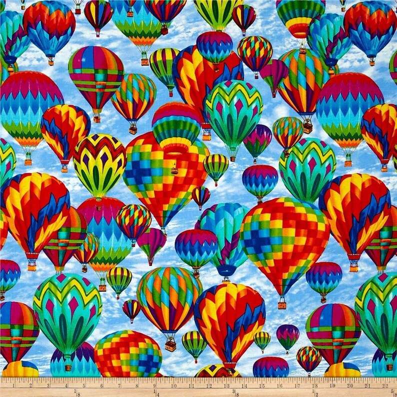 Hot Air Balloons Fabric Timeless Treasures Hot Air Balloons Etsy