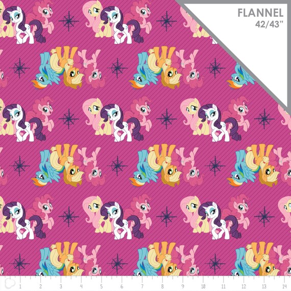 NEW Camelot My Little Pony Friends Magenta 100% cotton FLANNEL fabric by the yard (CA645)