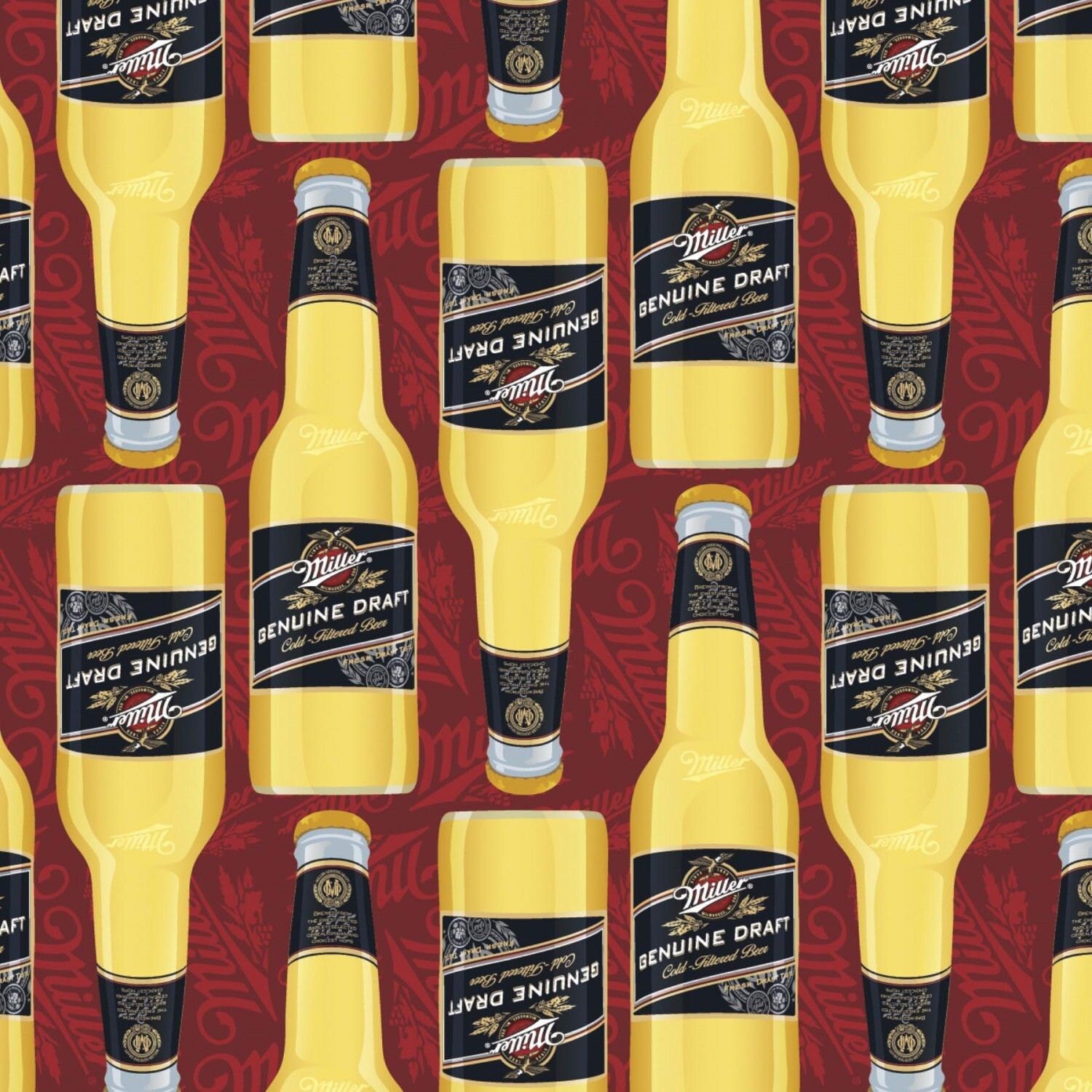 Miller Beer Fabric Beer Bottles Fabric Miller Genuine Draft Etsy