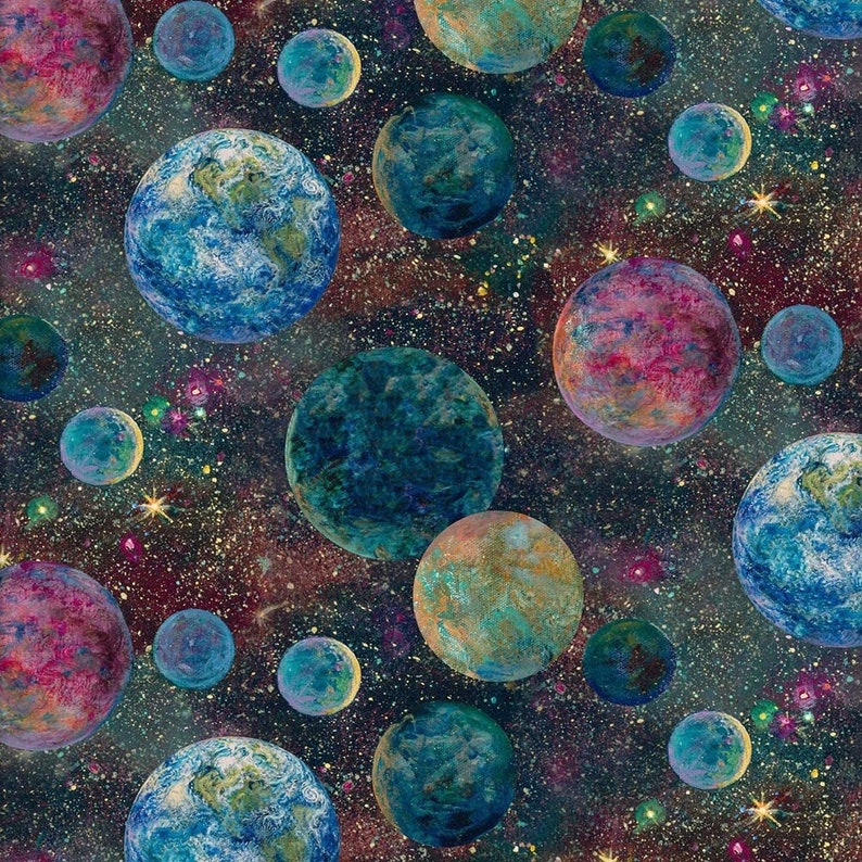 Planets Fabric Galaxy Fabric: Fabric Editions 3 Wishes - Etsy