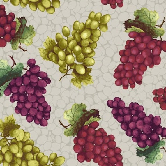 Vineyard Fabric, Grape Fabric: Henry Glass & Co Wine Night Tossed Grapes Multicolor Premium Quality 100% cotton fabric by the yard (M420)