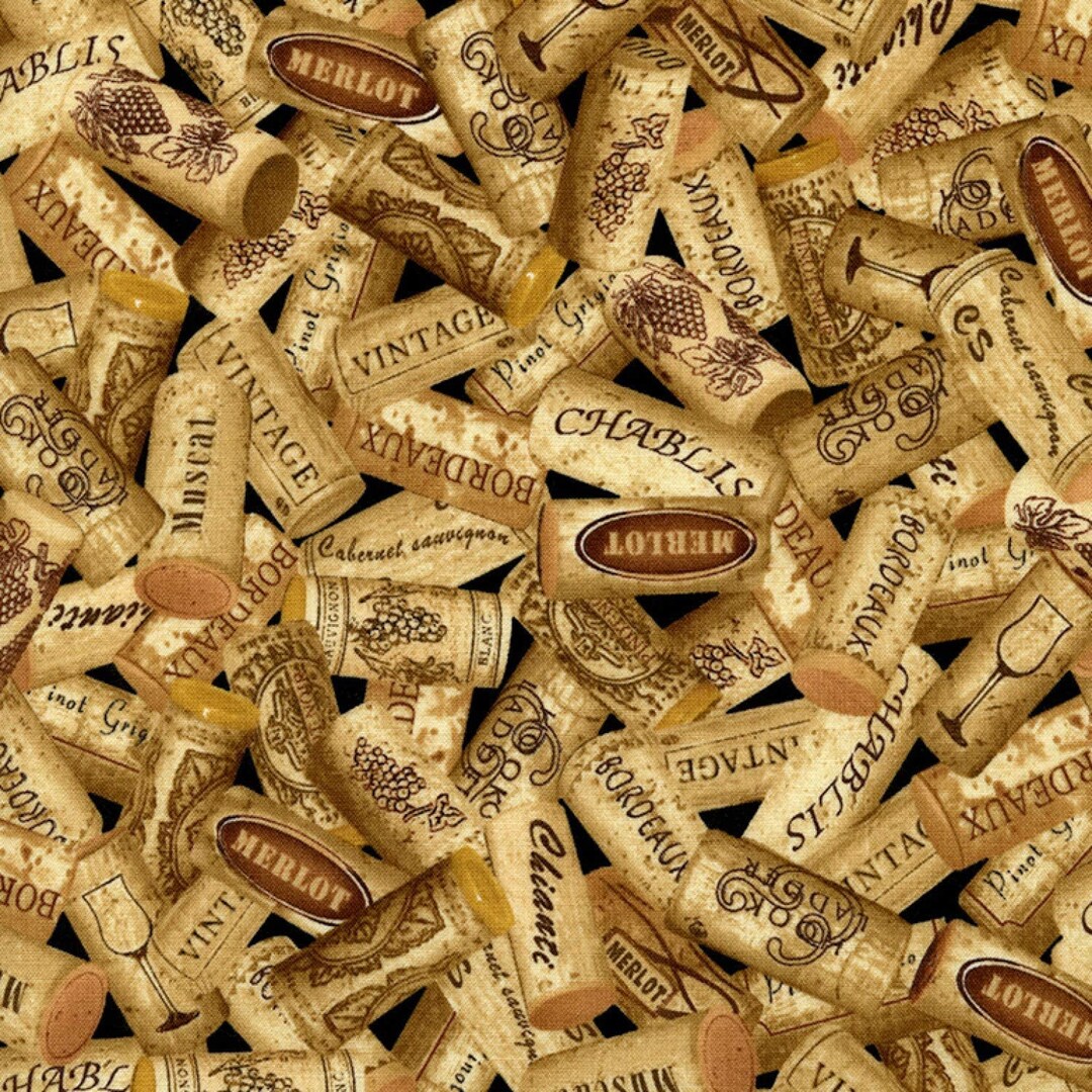 Wine Fabric Wine Corks Fabric Timeless Treasures Wine Corks Etsy