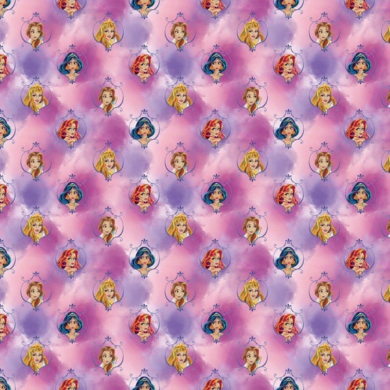Disney Fabric, Princess Fabric: Disney Princesses 67827 Jasmine, Belle, Aurora and Ariel  100% cotton fabric by the yard (SC1396)
