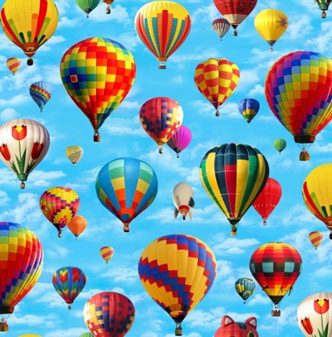 Hot Air Balloon Fabric Hot Air Balloon in Motion 406 Blue by Etsy
