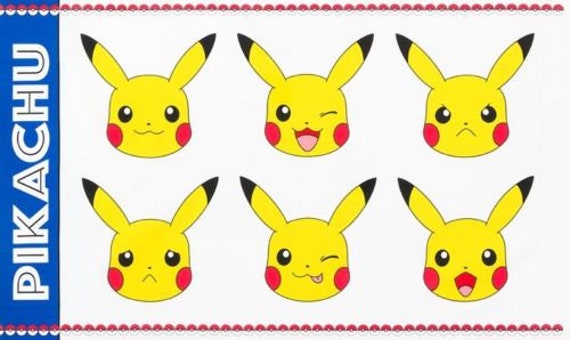 Pokemon Fabric Pokemon Characters Pikachu Cute Face Panel By Etsy Israel