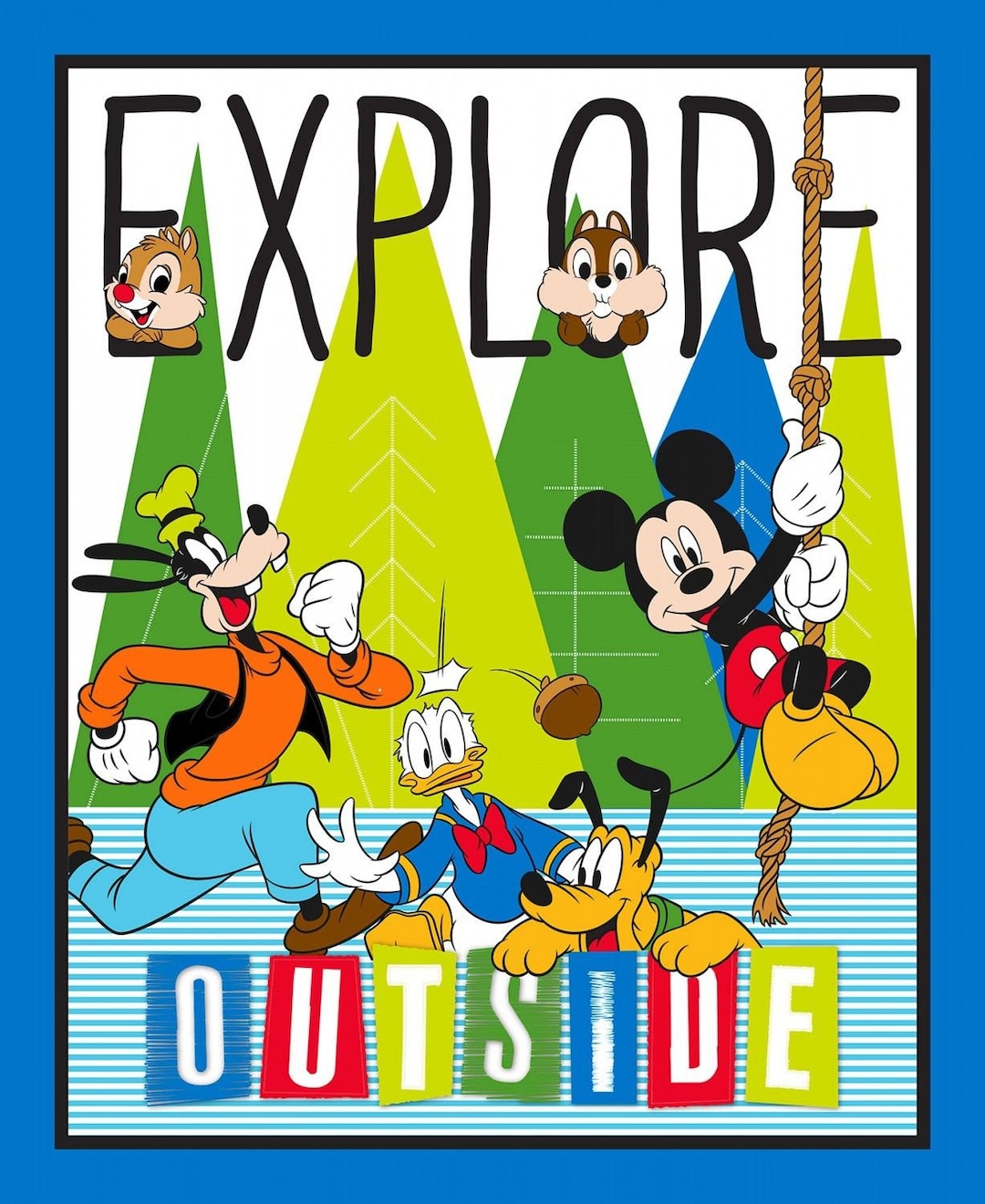 Disney Fabric Disney Mickey and Friends Explore Camping Etsy