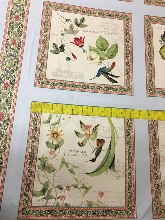 Bird Fabric Elizabeth S Studio Hummingbirds In Style Etsy