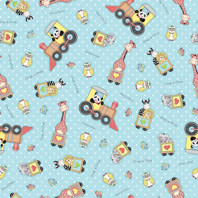 Sale Childrens Zoo Circles Animals Bazooples Train 100/% Cotton Fabric
