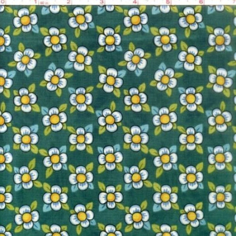 Bohemia Posies Teal 100/% cotton Fabric by the yard 36x43 Floral Fabric C52