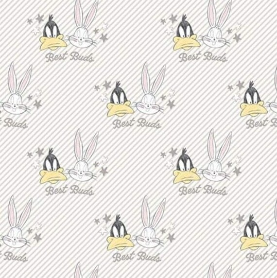 Looney Tunes Fabric: Camelot Looney Tunes Fabric Little Dreamers Bugs & Daffy Best Buds Grey 100% cotton fabric by the yard (CA78KK)