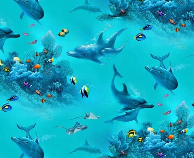 Paradise Found Tropical Fish Coral Sea Life Ocean BY YARDS Elizabeth/'s Fabric