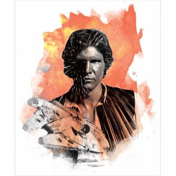 Star Wars Fabric: New Camelot Star Wars Refresh Han Solo  100% cotton Fabric by the panel 35.5"x 43" (CA926)