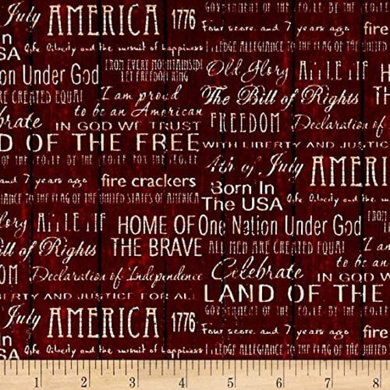 Patriotic Fabric: Fabri-Quilt American Pride Words Red Premium Quality 100% cotton Fabric By The Yard (FQ88)