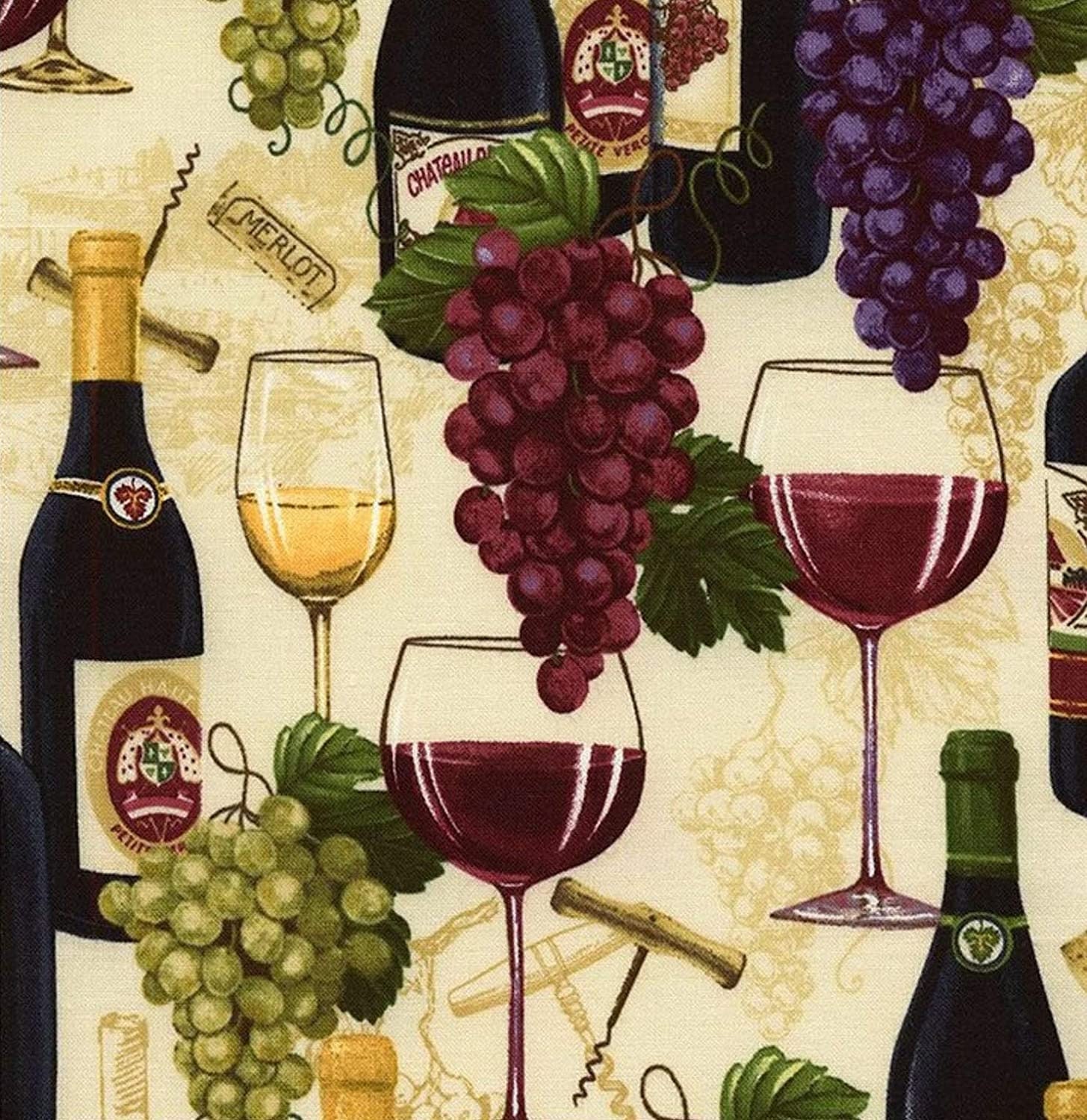 Wine Fabric, Vineyard Fabric : Timeless Treasures Wine Tasting with