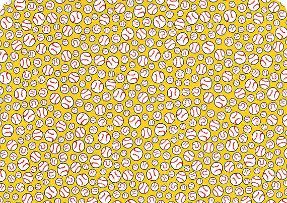 Baseball Fabric, Snoopy Fabric: Snoopy The Peanuts All Star - Tossed Baseball Fabric Yellow 100% cotton fabric by the yard 35"x43" (QT409)