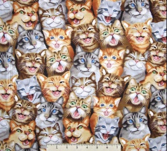 Elizabeth/'s Studio Holiday Friends Cats /& Kittens Novelty Cotton Fabric BTY