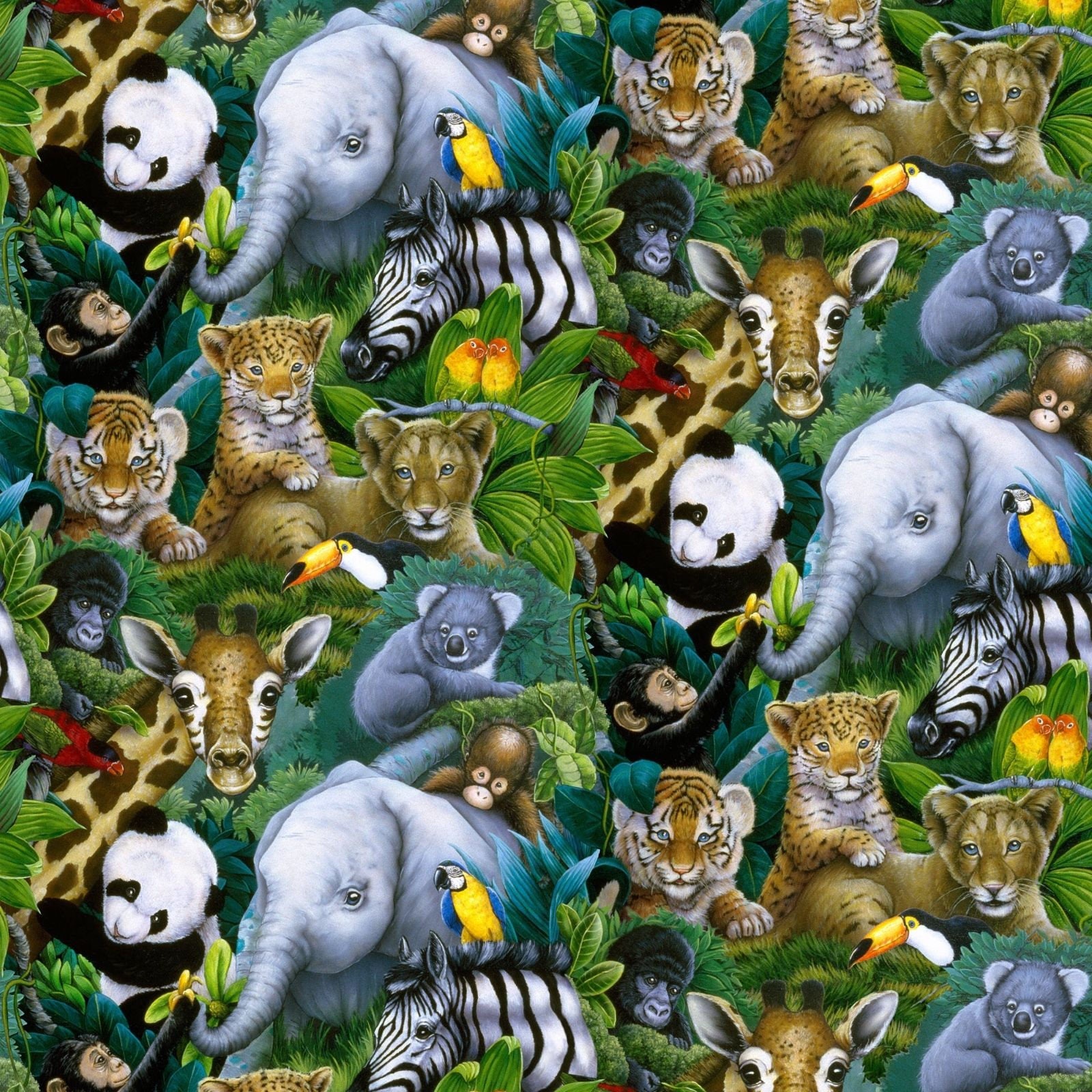 Animals Fabric: David Textiles A Rare Occasion Jungle Animals - Etsy Australia Animals Fabric: David Textiles A Rare Occasion Jungle Animals - Etsy Australia