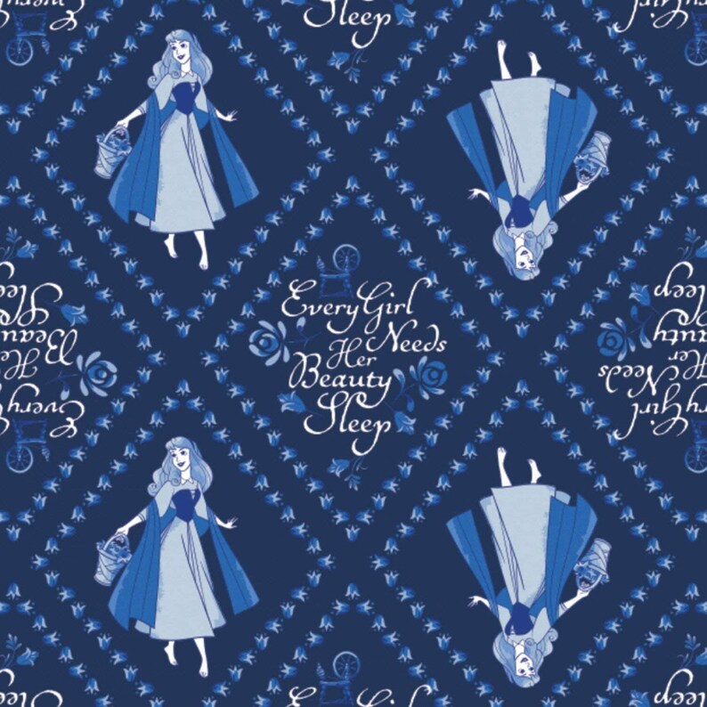 Cartoon Fabric Camelot Sleeping Beauty Aurora Beauty Sleep Navy Blue 100/% cotton Fabric by the yard CA988KK Disney Princess Fabric