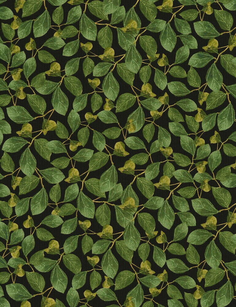 Leaves Fabric: Timeless Treasures Leaves Packed Allover Green 100% ...