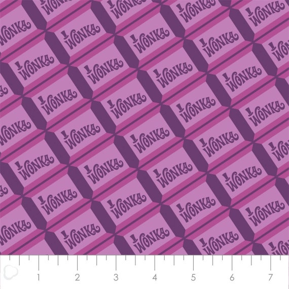 Movie Fabric, Willy Wonka and Chocolate Factory Fabric: Camelot Willy Wonka Chocolate in Purple 100% cotton Fabric By The Yard (CA173KK)