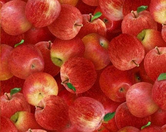Apples Fabric, Fruits Fabric: Elizabeth's Studio Food Festival Fruits Fresh Red Apples  100% Cotton Fabric by the yard (ES361)