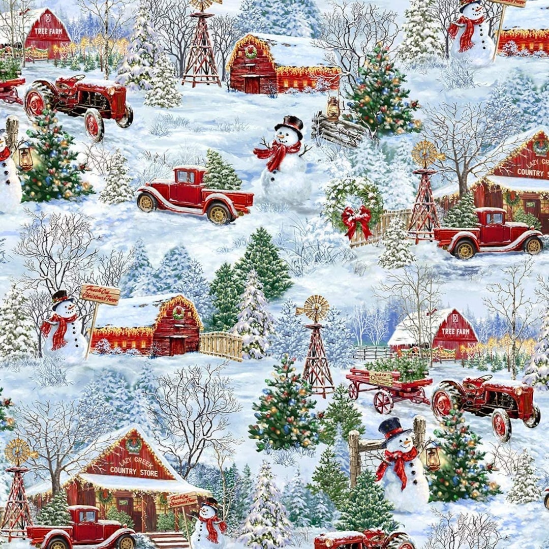 Christmas Fabric Timeless Treasures Tree Farm Winter Farm - Etsy