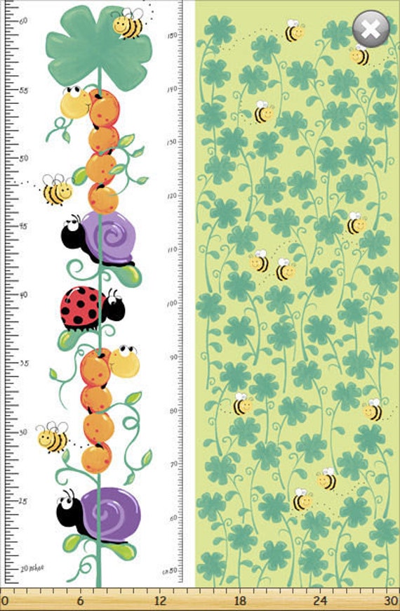 Susybee Fabric, Caterpillar Fabric: Susybee's Leif, the Caterpillar Growth Chart 100% cotton fabric by the Panel 30"x42" (SB92)