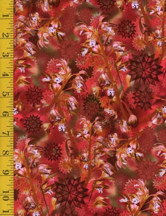 Timeless Treasures Wildflower Coral Root  100% cotton Fabric by the yard (TT691)