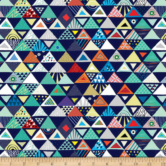 Pattern Fabric: Quilting Treasures Fabrics Wild Side Set Triangles Navy 100% cotton Fabric by the yard (QT907)