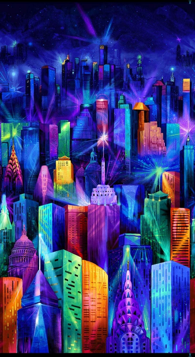 NYC Fabric City Skyline Fabric Timeless Treasures Electric Etsy