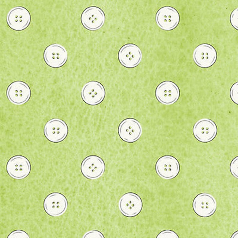 Letter Stitch LETTER STITCH POLKA Buttons Green by Quilting Treasures 100/% cotton Fabric by the yard 36x 44 Buttons Fabric QT207