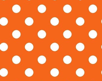 Orange fabric by the yard #20435 orange calico orange dots fabric orange polka dots fabric