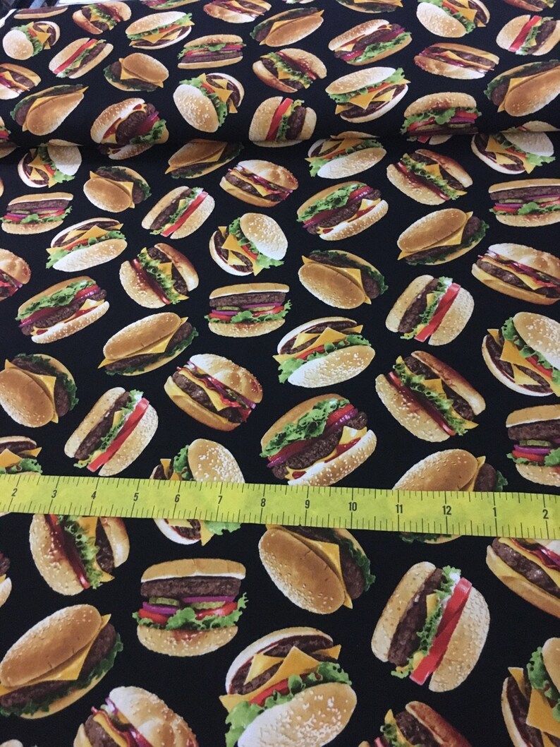 Burger Fabric BBQ Fabric: Timeless Treasures Food Tossed - Etsy