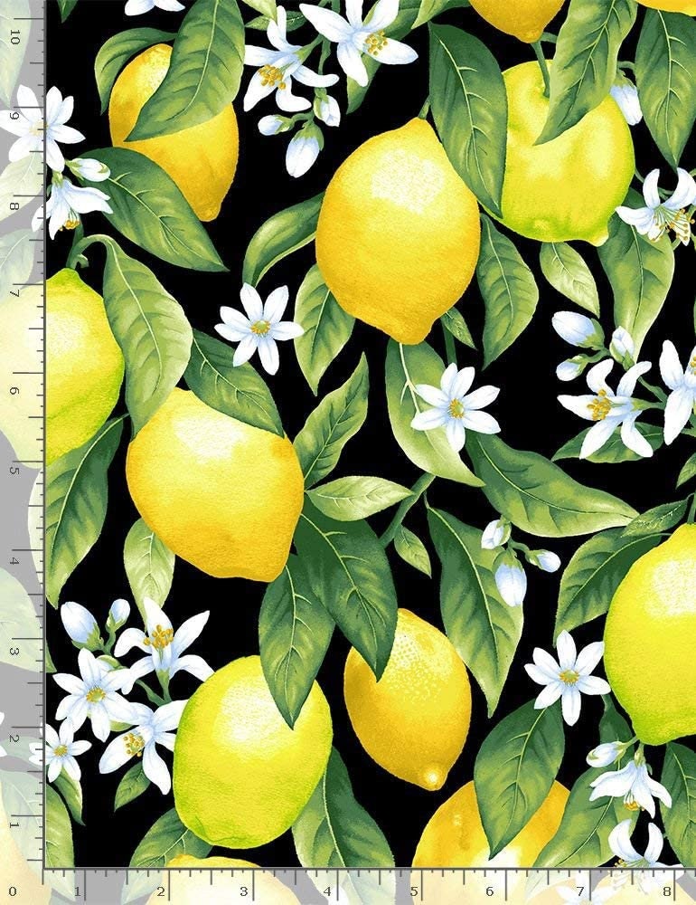 cítricos Embalado rebanadas de limón por tesoros atemporales 100% Tela De Algodón frutas 