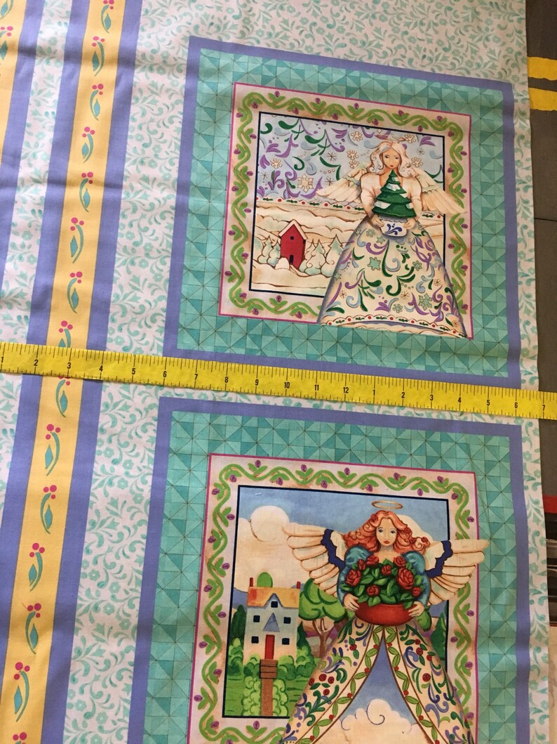 Christmas Fabric Panel / Angel fabric Panel Jim Shore four Etsy