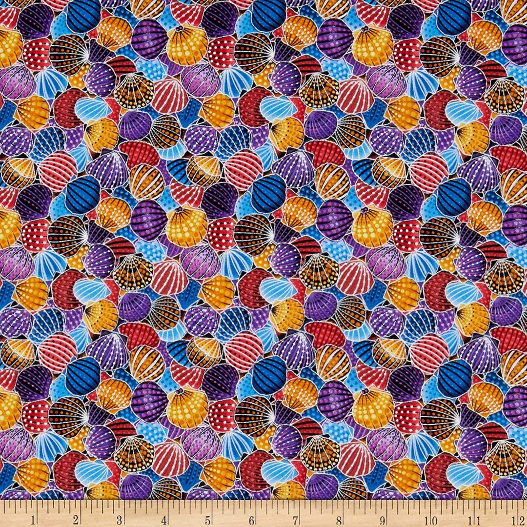 Seashell Fabric Oasis Fabrics Way Under Seashell Bright Multi Etsy