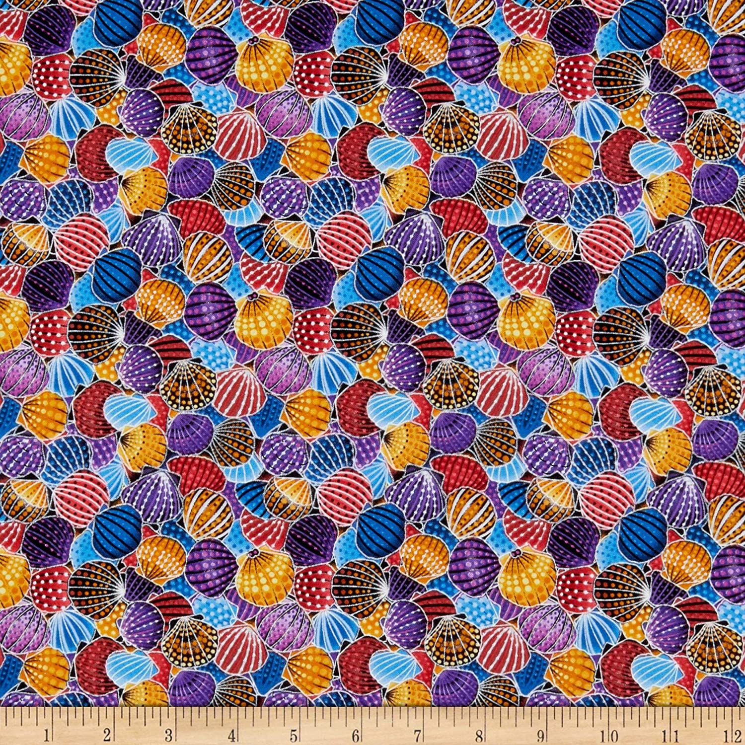 Seashell Fabric: Oasis Fabrics Way Under Seashell Bright Multi 100%