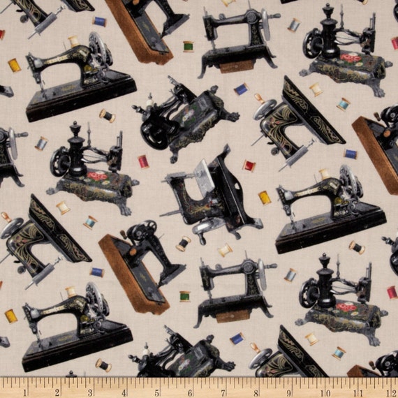 Sewing Machine Fabric Retro Sewing Machine Fabric A Stitch in Etsy