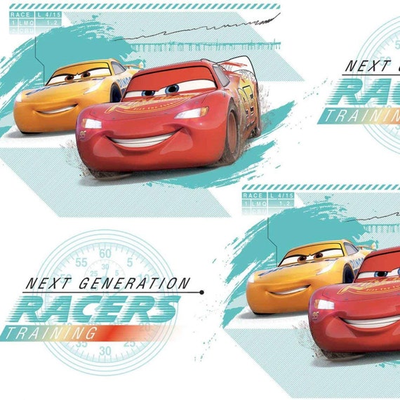 Disney Fabric: Springs Creative Disney Pixar Cars 3 Friend Racers Lightning McQueen & Cruz Ramierz 100% cotton fabric by yard (SC403KK)