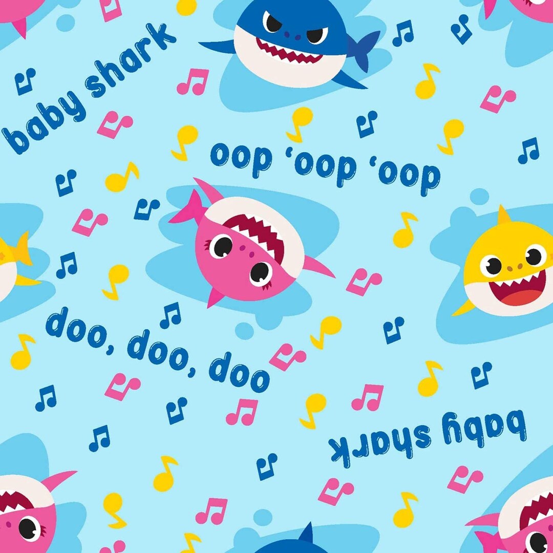 Baby Shark Fabric Nickelodeon Baby Shark Family Baby Shark Etsy