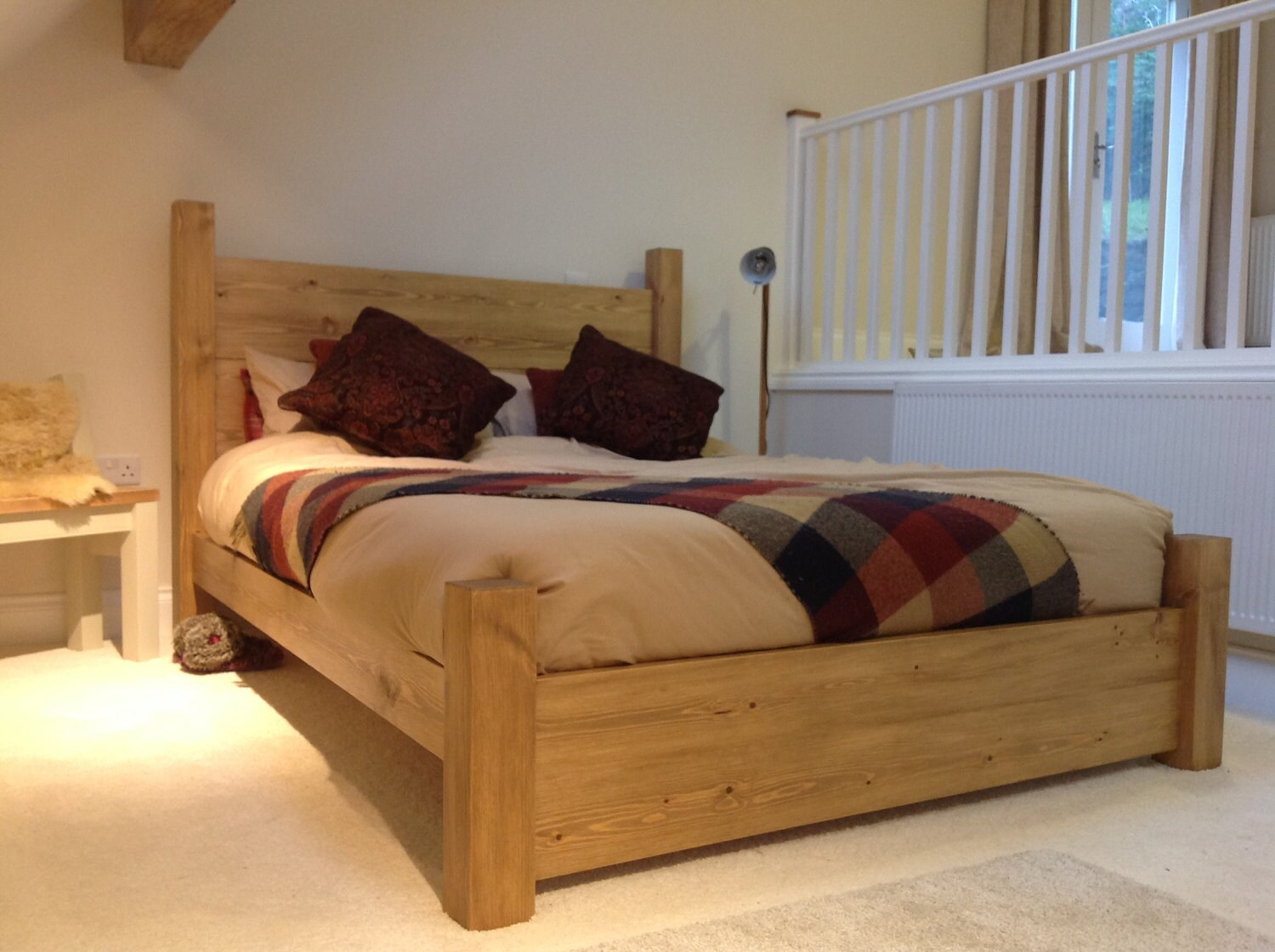 Rustic Pine Planked Bed Solid Wood Etsy UK