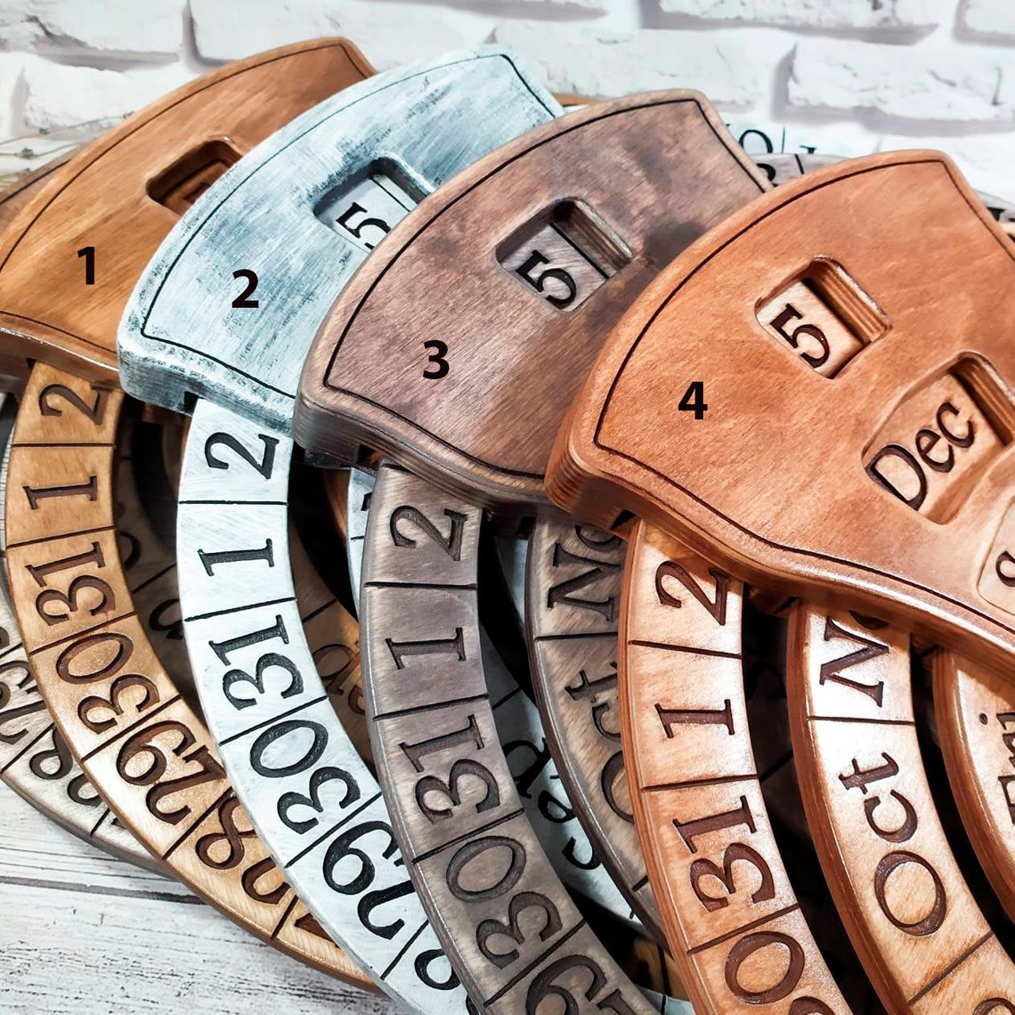 Wall hanging perpetual calendar personalized circular wooden Etsy
